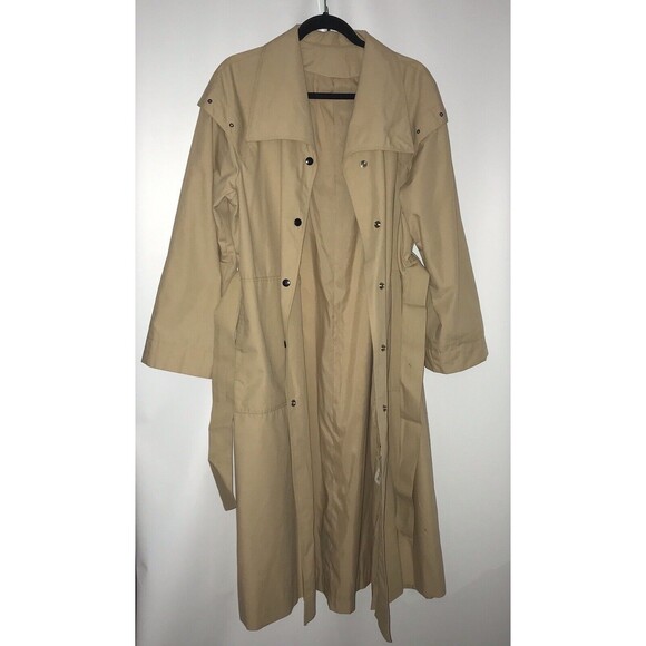 Samuel Martin Long Sleeve Button Up Rainwear Coat Tan Womens Size 12 Made In USA - Picture 2 of 11